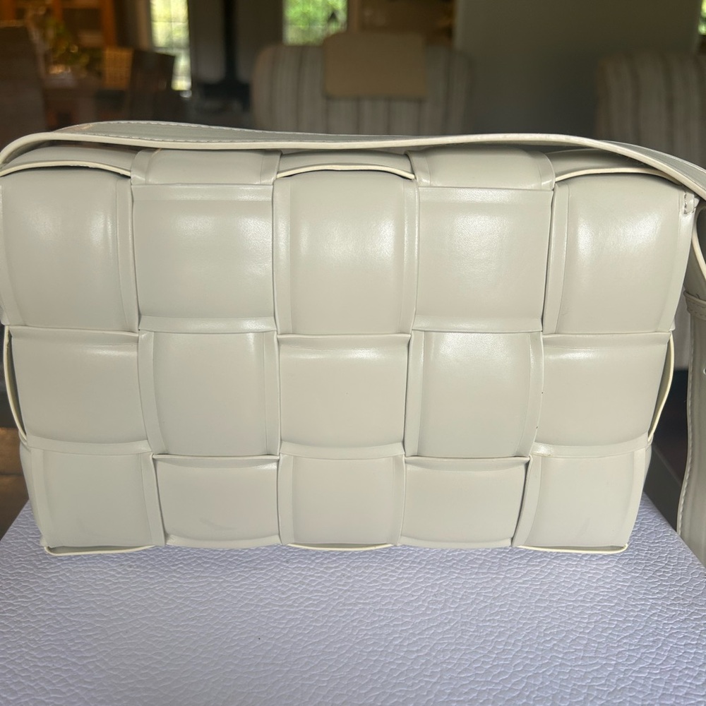 Cream Woven Crossbody Bag